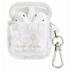 Kate Spade AirPods Case Hollyhock Floral Keychain 1st 2nd Gen New In Box